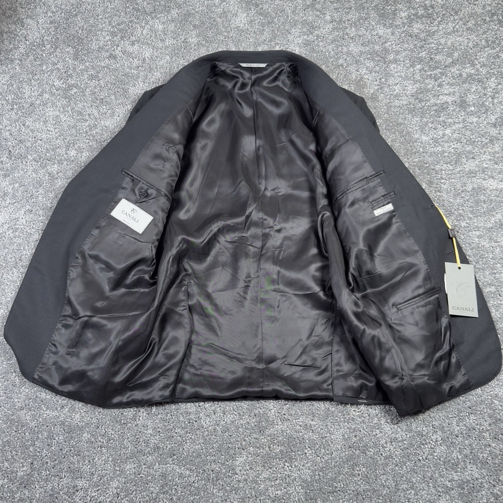 $1,545 CANALI TRAVEL WATER RESISTANT Black Wool Blazer 38 (EU 46) Tacking Stitch - Picture 3 of 16